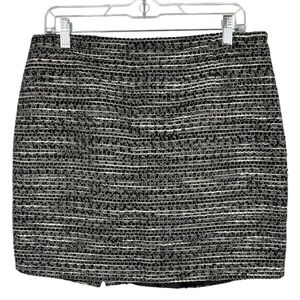 Tahari Elena NWT Woven Tweed Skirt Black White Size 12 Contemporary Office